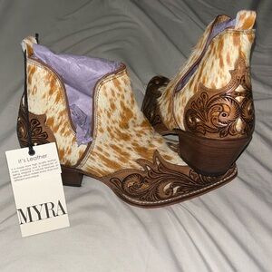 Myra Hand tooled and hair on boots.